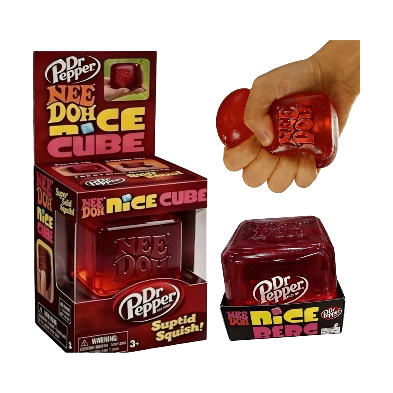 NeeDoh Dr Pepper Nice Berg Red Squishy Fidget Cube